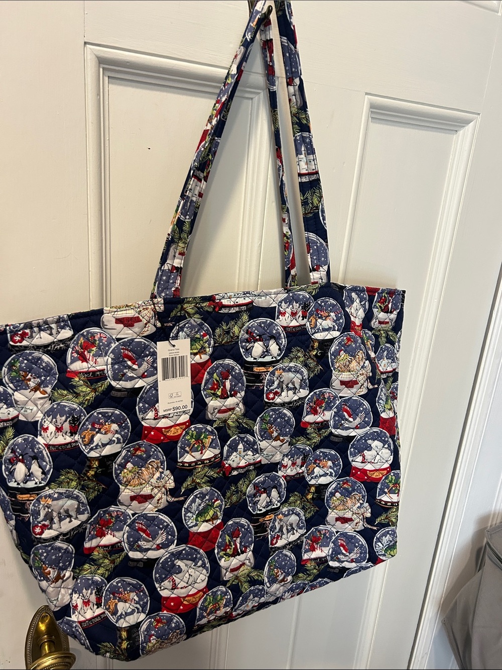 Vera Bradley Navy Quilted Holiday Snow Globe Tote